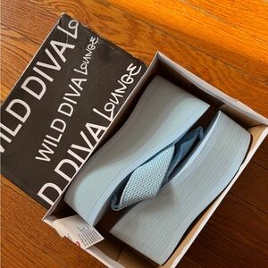 Baby blue platform sandal